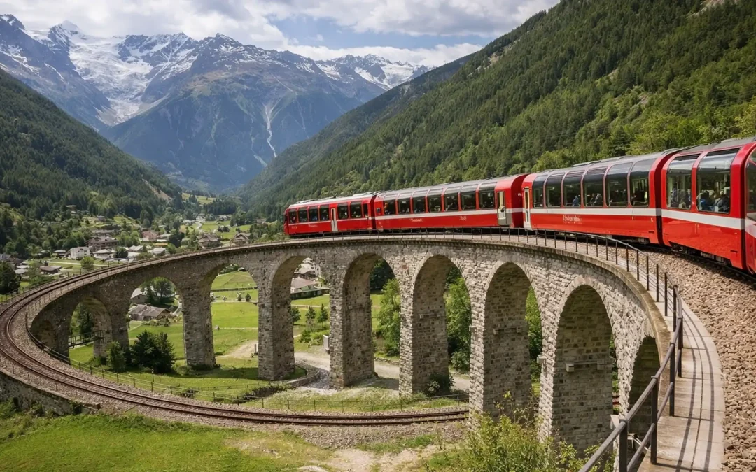 Bernina Express, trenul care urcă Alpii fără cremalieră și sfidează limitele ingineriei feroviare