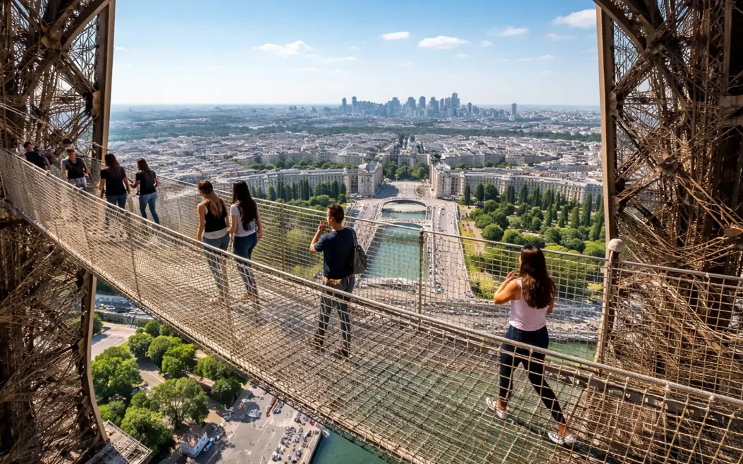 Turnul Eiffel inaugurează o nouă atracție spectaculoasă: pod suspendat la 60 de metri înălțime