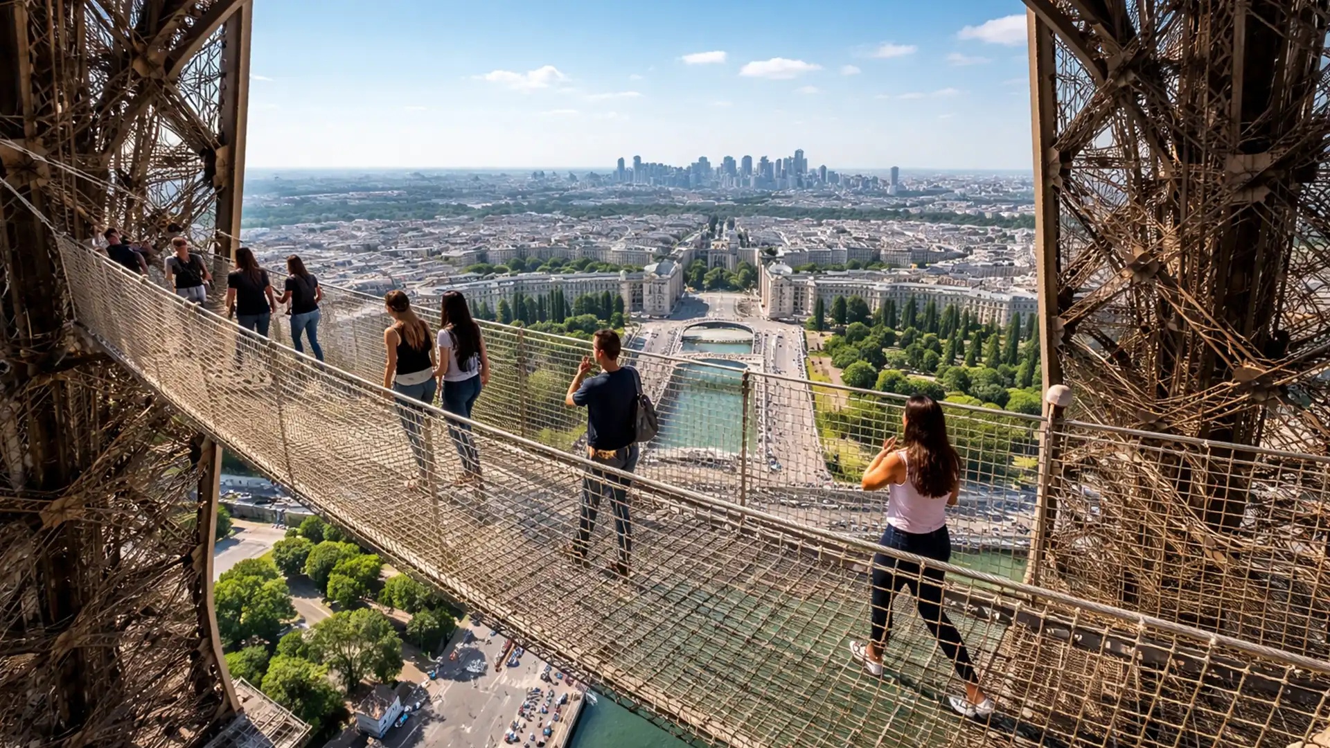 Turnul Eiffel inaugurează o nouă atracție spectaculoasă: pod suspendat la 60 de metri înălțime