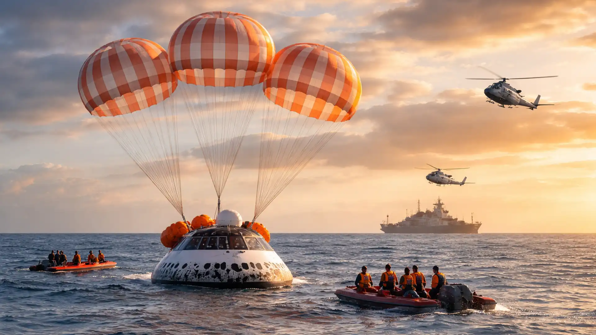 Capsula Orion a misiunii Artemis II a amerizat cu succes în Oceanul Pacific, după o călătorie istorică