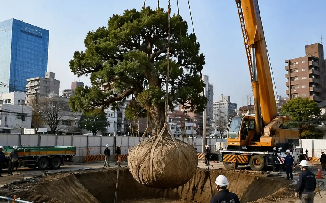În Japonia, copacii nu sunt tăiați pentru a face loc drumurilor. Sunt mutați