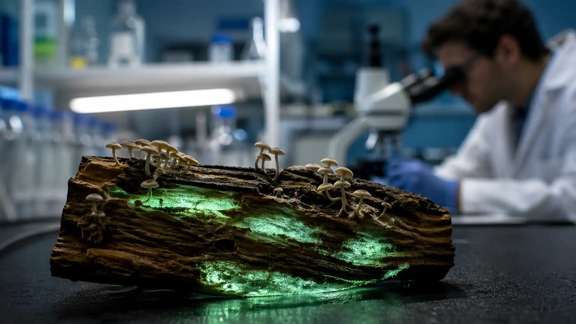 Lemnul luminos: cercetătorii din Elveția folosesc ciuperci pentru a crea lumină naturală