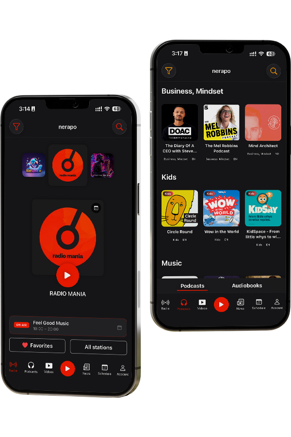 nerapo - white label multimedia app for iOS and Android nerapo app on iPhone