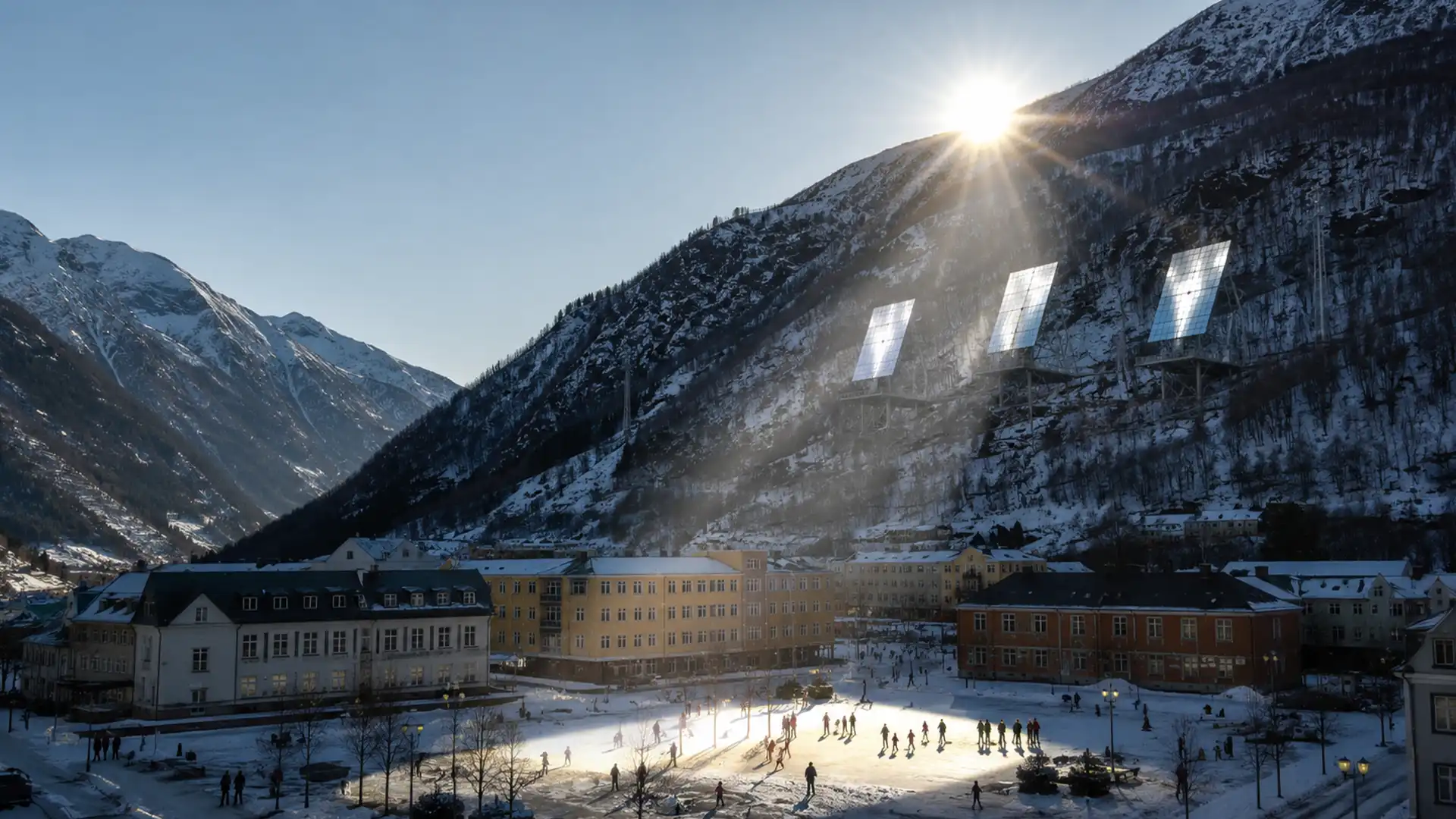 Orașul din Norvegia care aduce soarele cu oglinzi uriașe ca soluție pentru iernile fără lumină
